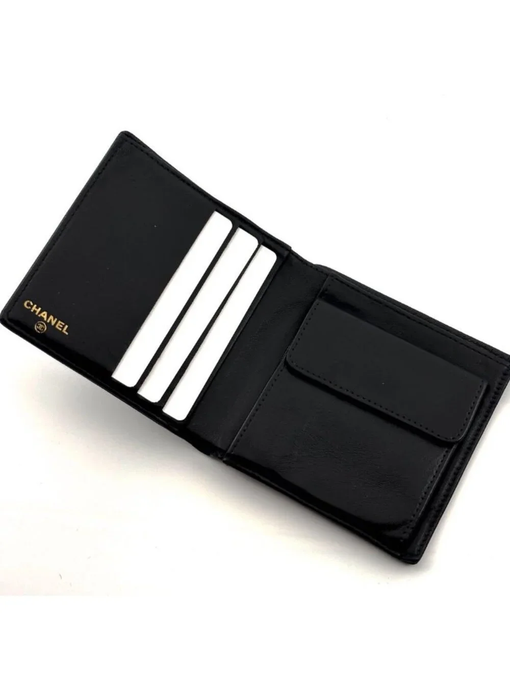 Chanel Wallet Coco Stitch Caviar Bifold Compact